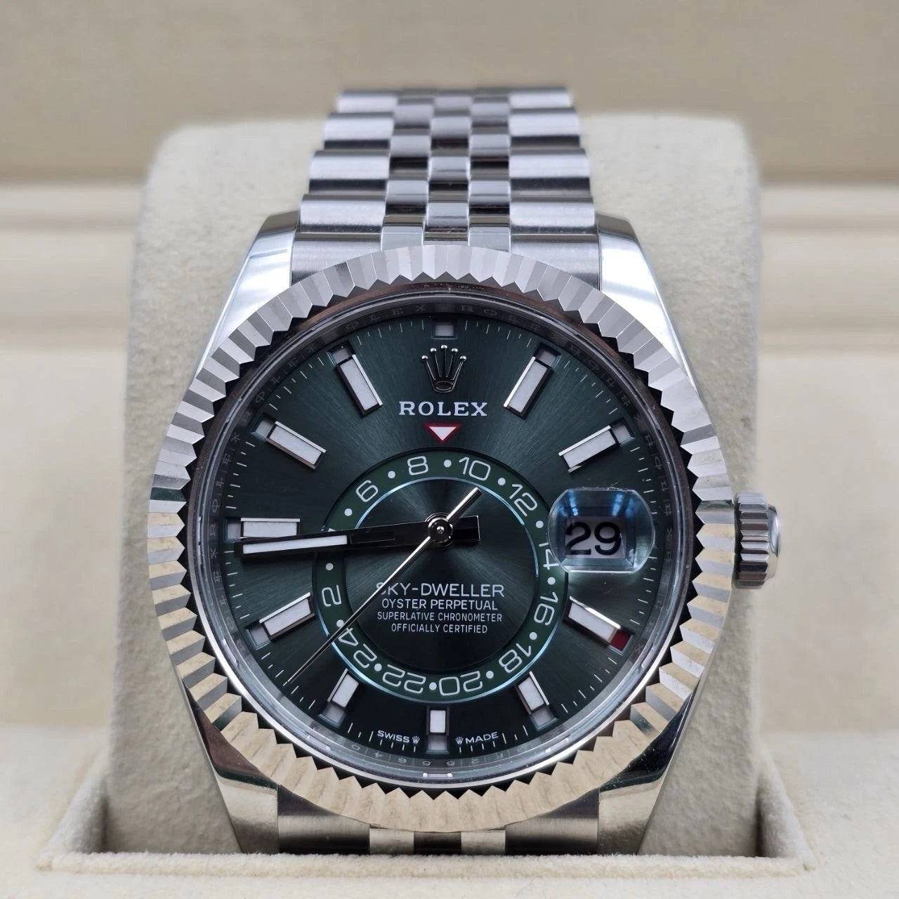 2024 PAPERS Rolex Sky-Dweller Mint Green Jubilee Stainless Steel 42mm 336934 BOX