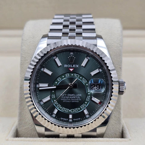 2024 PAPERS Rolex Sky-Dweller Mint Green Jubilee Stainless Steel 42mm 336934 BOX