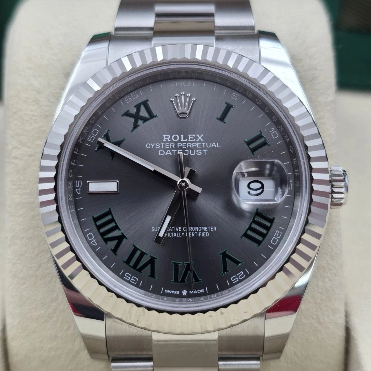NEW 2025 Rolex Datejust 41mm 126334 Steel Oyster Gray Wimbledon Dial UNWORN
