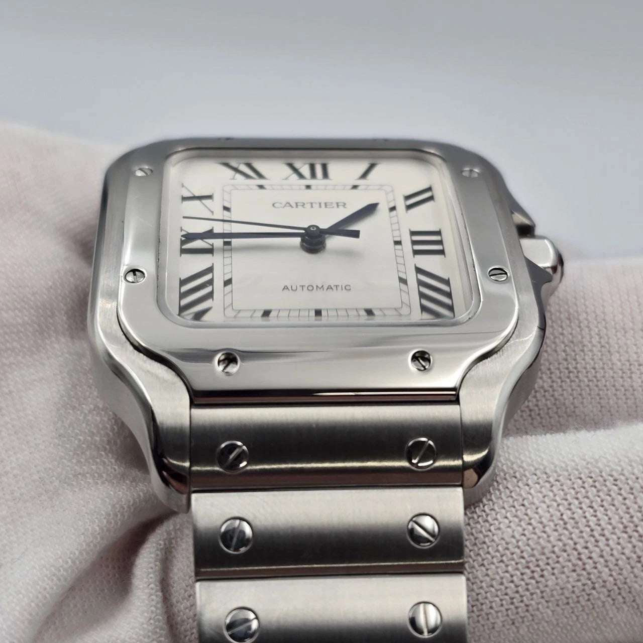 2022 PAPERS Cartier Santos de Cartier Stainless Steel White Dial WSSA0018 BOX