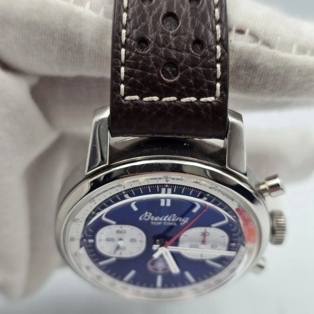 2024 PAPERS Breitling Top Time Automatic Chronograph Blue Dial Wristwatch AB0176