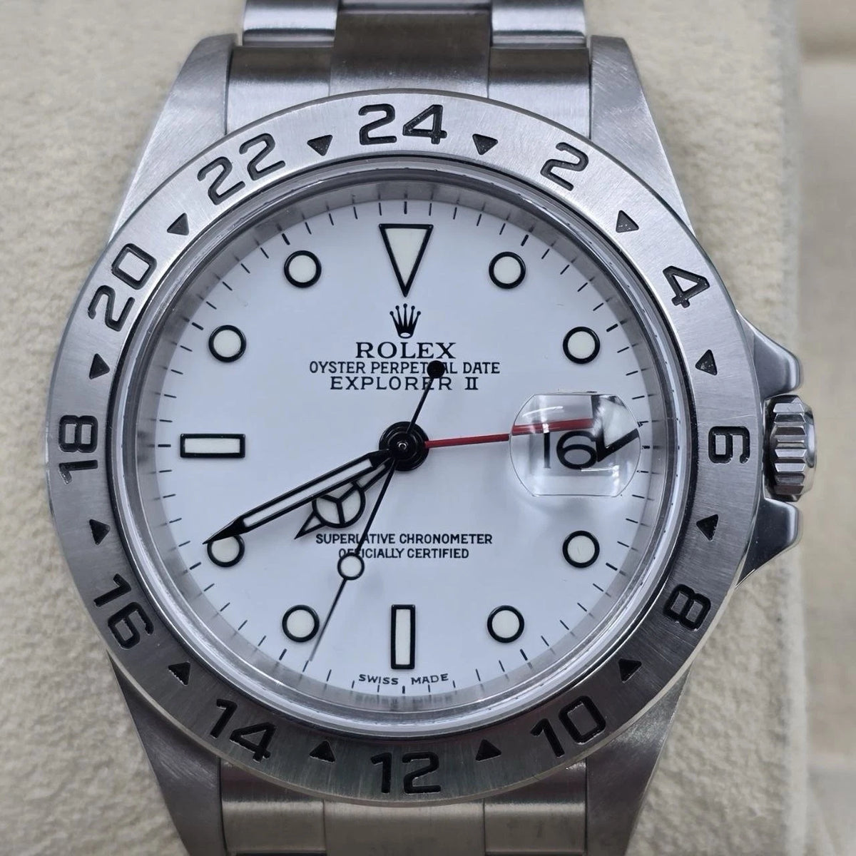 MINT Rolex 16570 Explorer II Polar White Stainless Steel NO HOLES 40mm Watch