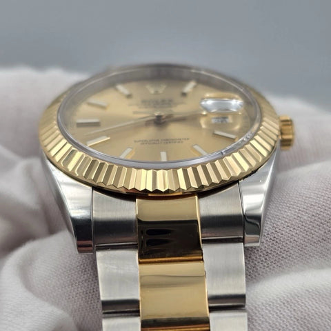 2020 PAPERS Rolex Datejust 41 Champagne Dial Oyster 18K Gold Steel 126333 BOX