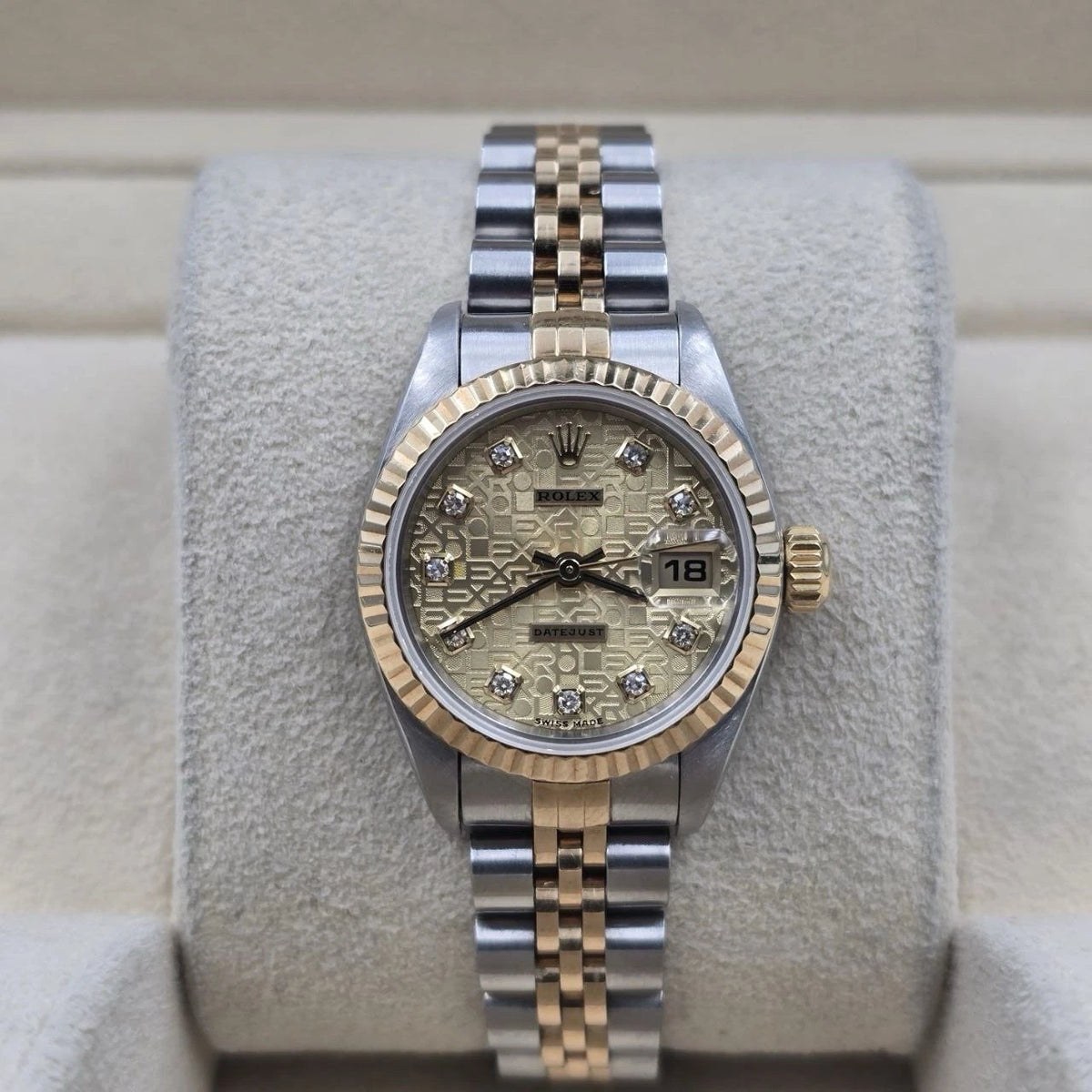 Rolex Datejust 79173 Two Tone Jubilee Champagne Computer Diamond Dial 26mm Watch