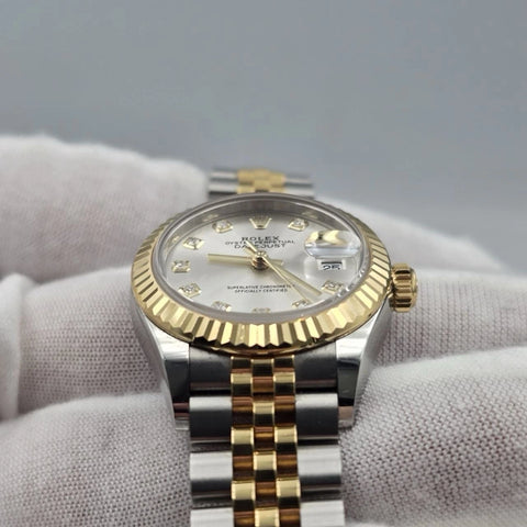2023 PAPERS Rolex Lady Datejust 28mm 279173 Silver Diamond Dial Jubilee BOX