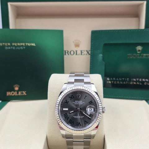 NEW 2025 Rolex Datejust 41mm 126334 Steel Oyster Gray Wimbledon Dial UNWORN