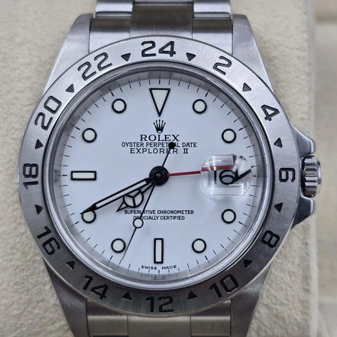 MINT Rolex 16570 Explorer II Polar White Stainless Steel NO HOLES 40mm Watch