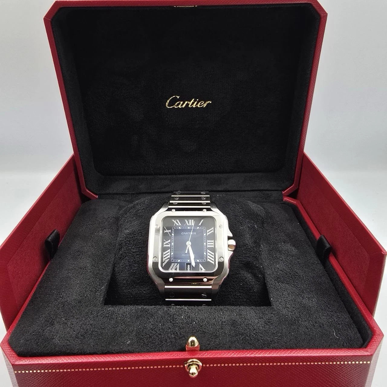 NEW Cartier Santos de Cartier Large Model Steel Blue Dial 39.8mm WSSA0071