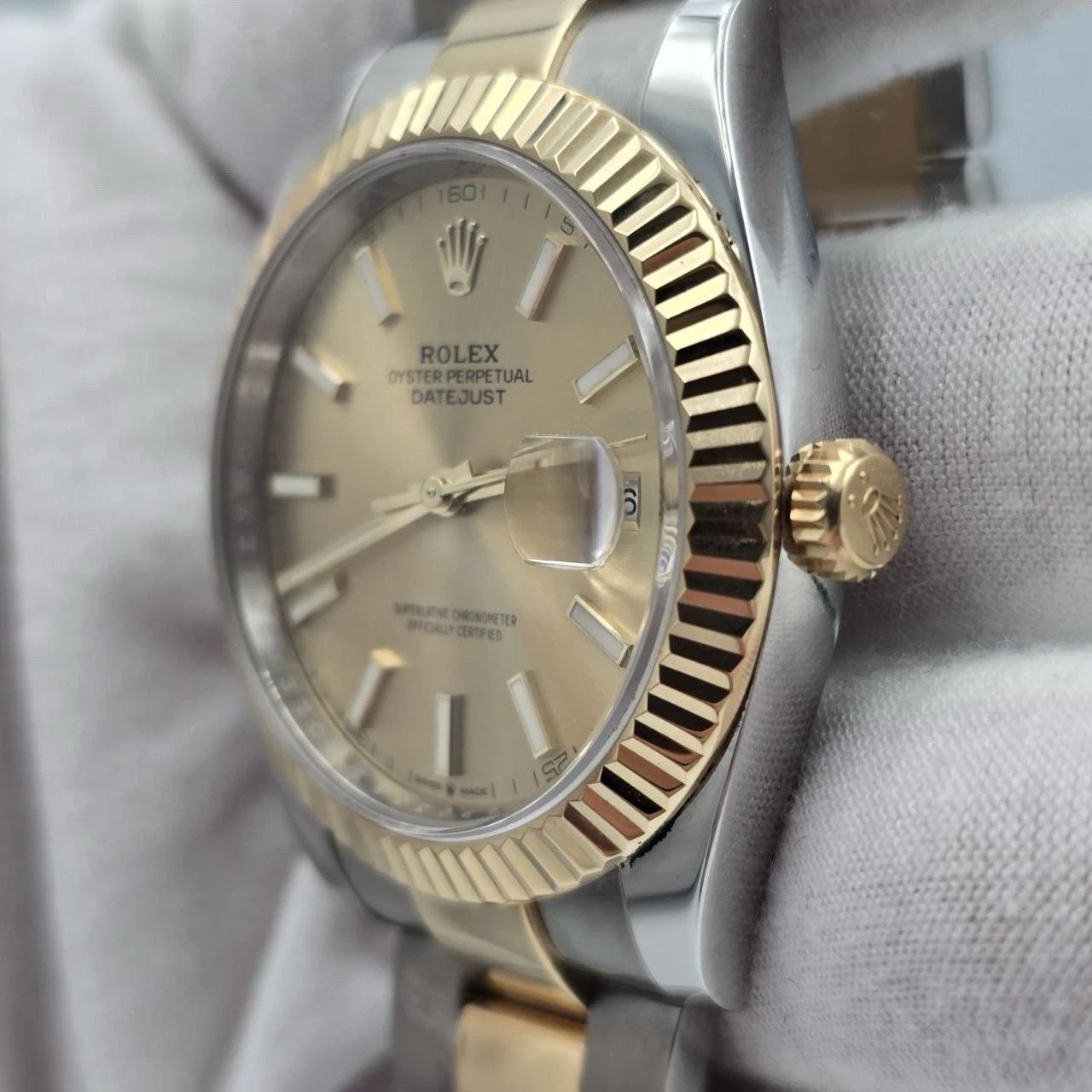 2020 PAPERS Rolex Datejust 41 Champagne Dial Oyster 18K Gold Steel 126333 BOX