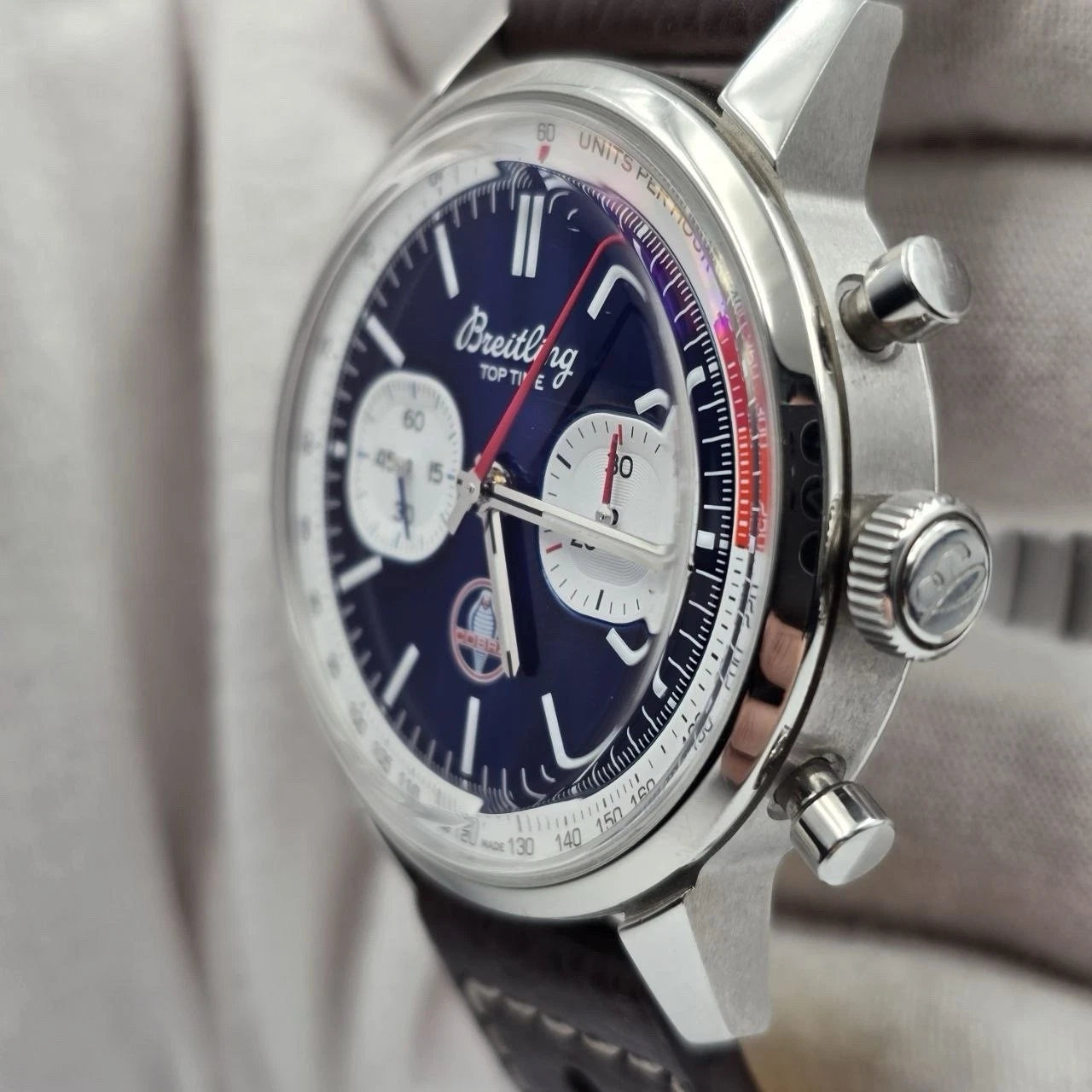 2024 PAPERS Breitling Top Time Automatic Chronograph Blue Dial Wristwatch AB0176