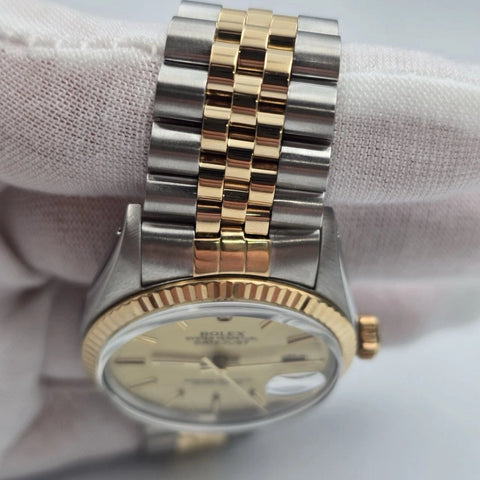 PAPERS RSC Rolex Datejust Champagne Two-Tone Gold Jubilee 16013 36mm Watch