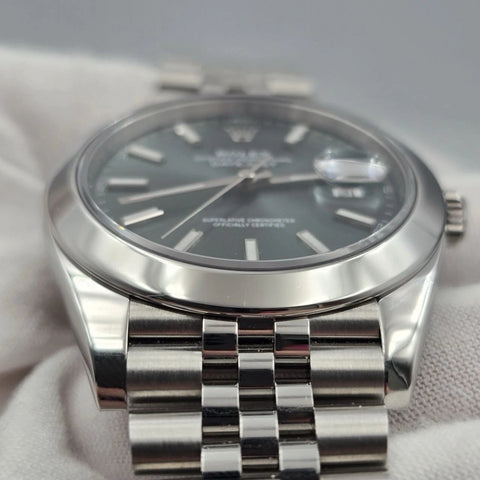 PAPERS 2025 Rolex Datejust 41mm Steel Mint Green Smooth Jubilee 126300 BOX