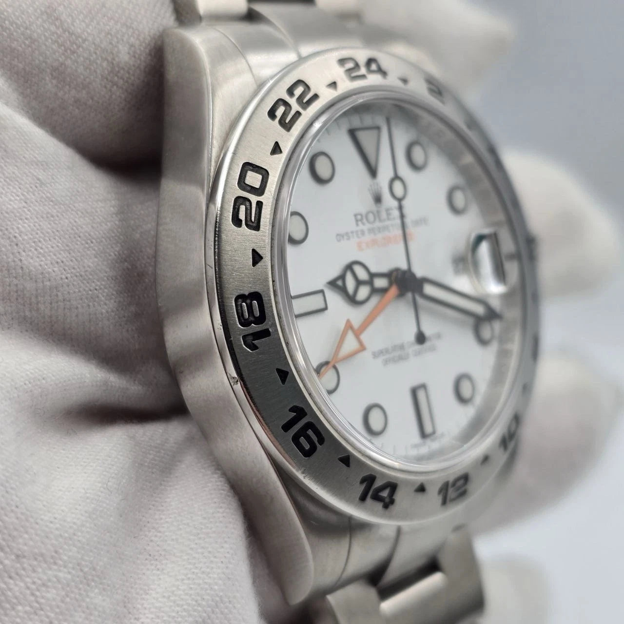 Rolex Explorer II Stainless Steel White Orange 42mm Watch 216570