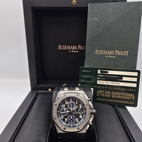 2016 PAPERS Audemars Piguet Royal Oak Offshore BATMAN 42mm 26470ST Watch BOX