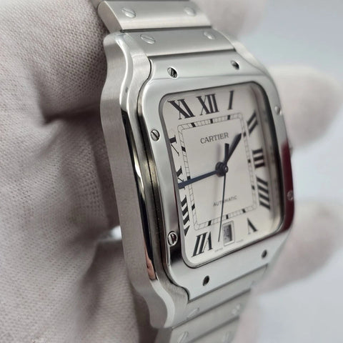2022 PAPERS Cartier Santos de Cartier Stainless Steel White Dial WSSA0018 BOX