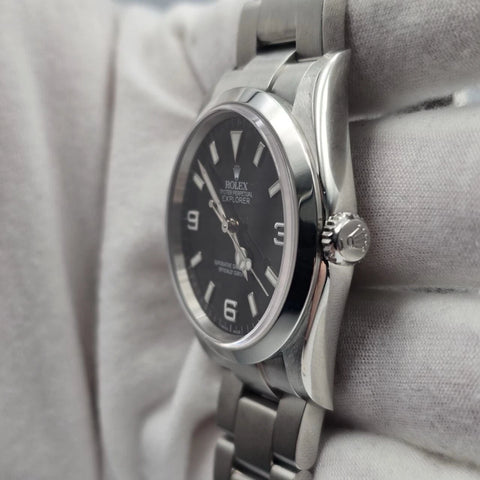 PAPERS 2004 Rolex Explorer l 114270 36mm Stainless Steel Black Dial Watch BOX