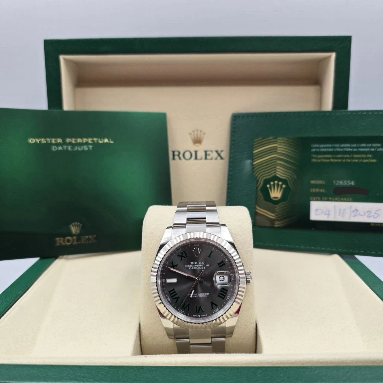 NEW 2025 Rolex Datejust 41mm 126334 Steel Oyster Gray Wimbledon Dial UNWORN