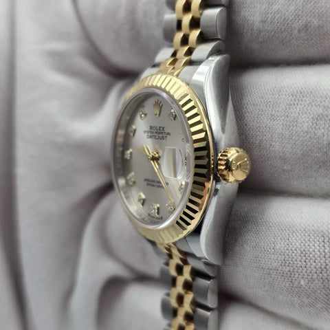 2023 PAPERS Rolex Lady Datejust 28mm 279173 Silver Diamond Dial Jubilee BOX