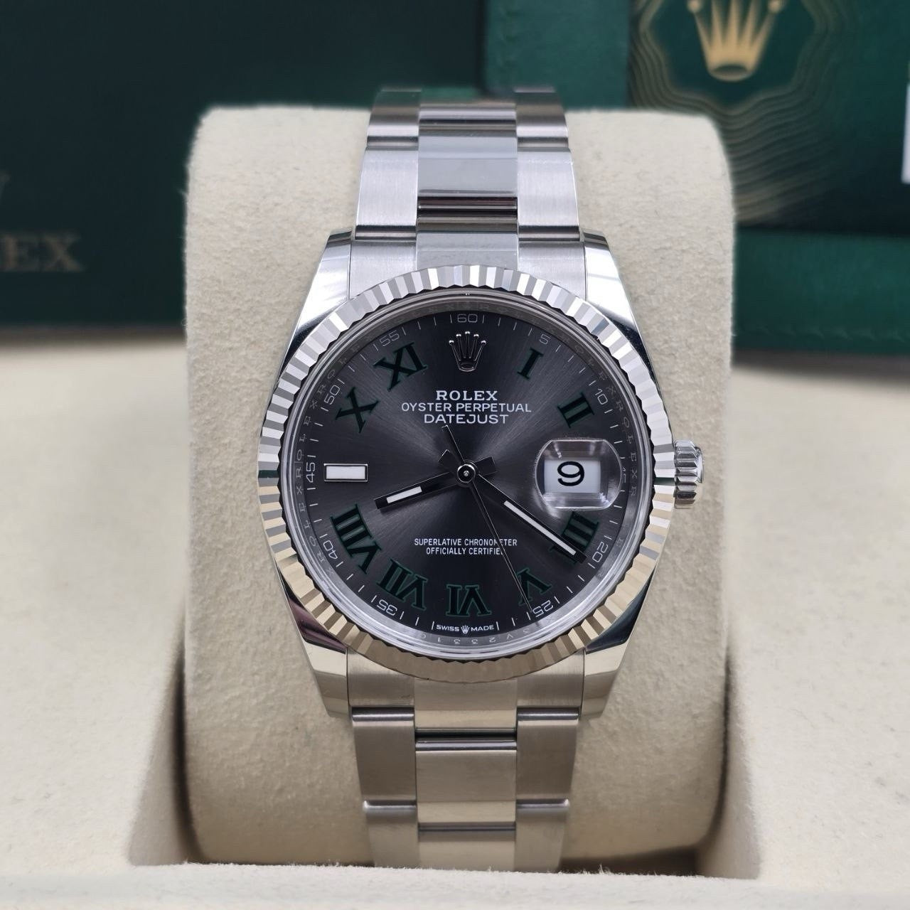2025 PAPERS Rolex Datejust 36mm Wimbledon Dial Fluted Oyster 126234 BOX