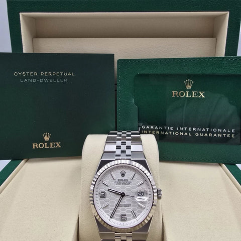 NEW 2026 Rolex Land-Dweller 127334 Steel Honeycomb White Dial 40mm Watch