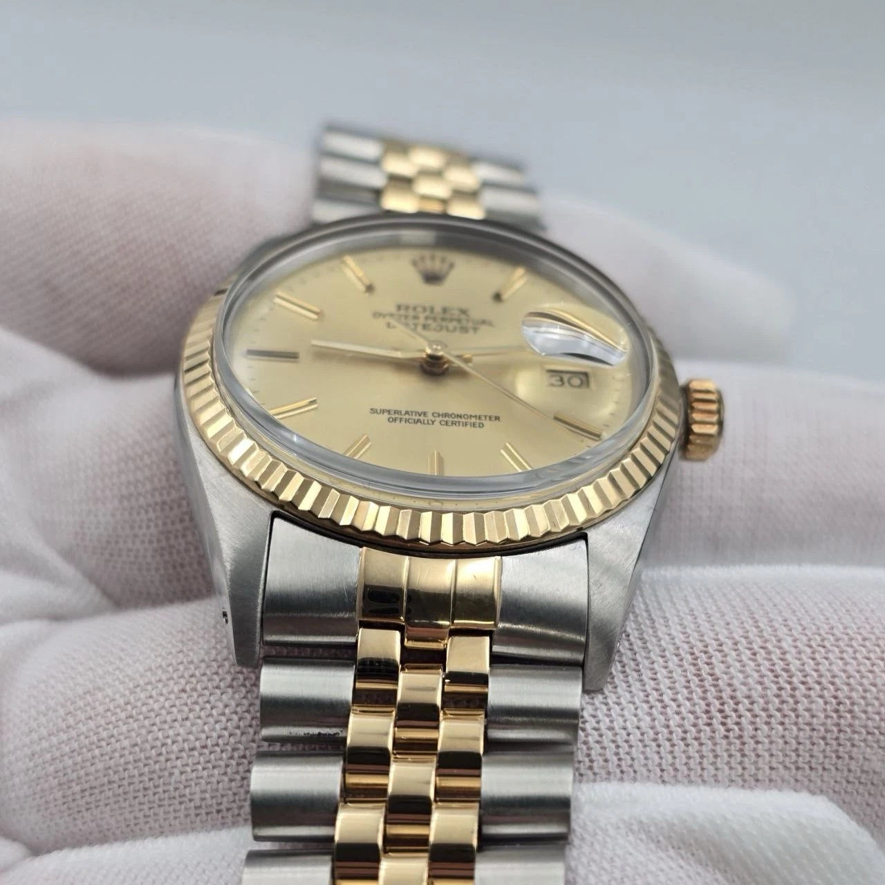 PAPERS RSC Rolex Datejust Champagne Two-Tone Gold Jubilee 16013 36mm Watch