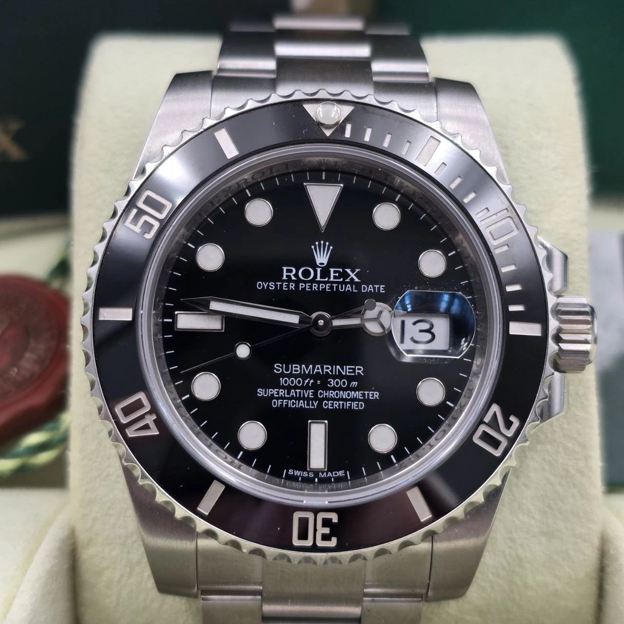 2013 PAPERS Rolex Submariner Date 116610LN Steel Black Ceramic 40mm Watch BOX