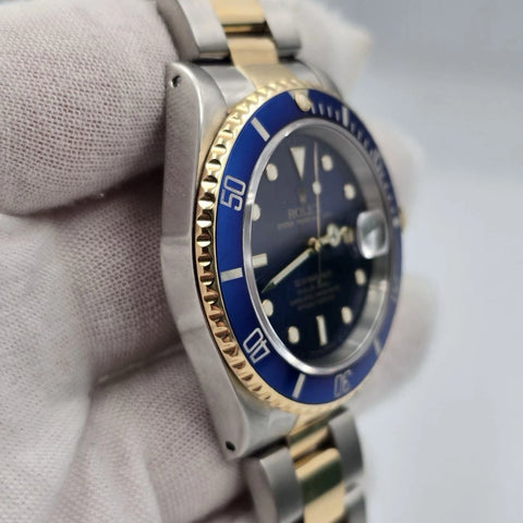 Rolex Submariner Date 16613 Blue Dial Steel Two Tone Gold 40mm Watch