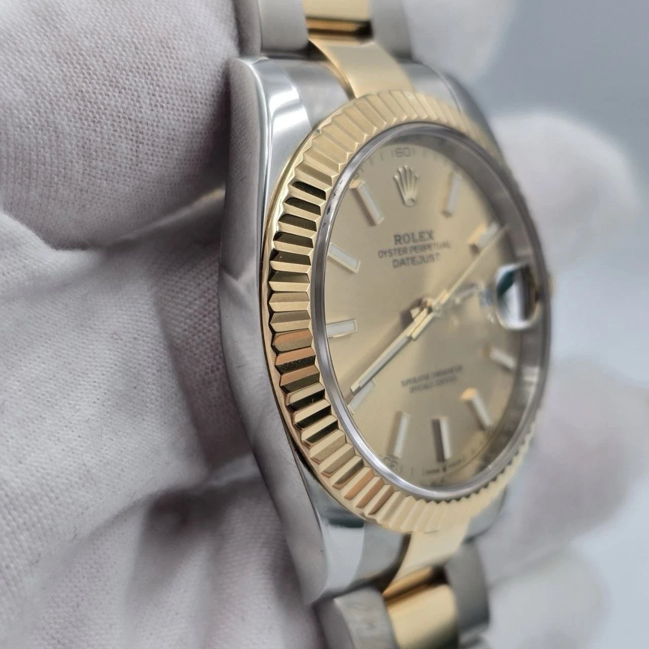 2020 PAPERS Rolex Datejust 41 Champagne Dial Oyster 18K Gold Steel 126333 BOX