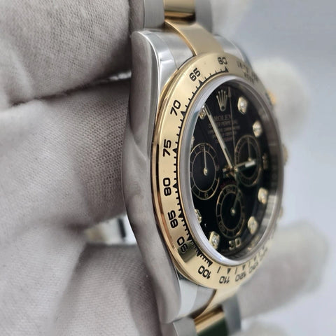 2021 PAPERS Rolex Daytona Black Diamond Dial 18K Yellow Gold Steel 116503 BOX