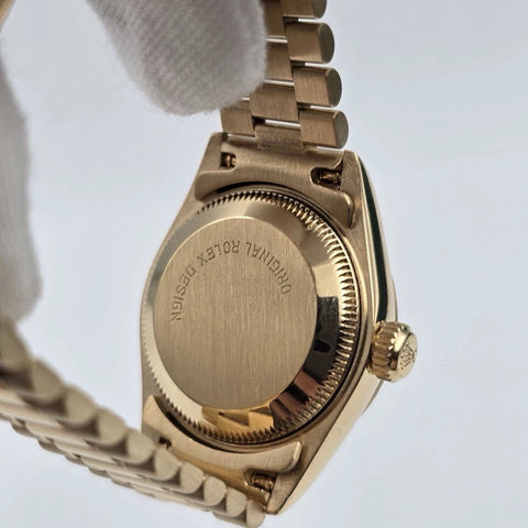 Rolex Datejust Champagne Stick Dial 18K Yellow Gold Fluted Bezel 26mm 69178