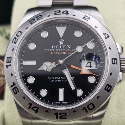 PAPERS 2012 Rolex Explorer II Black Orange Steel 42mm Watch 216570 BOX