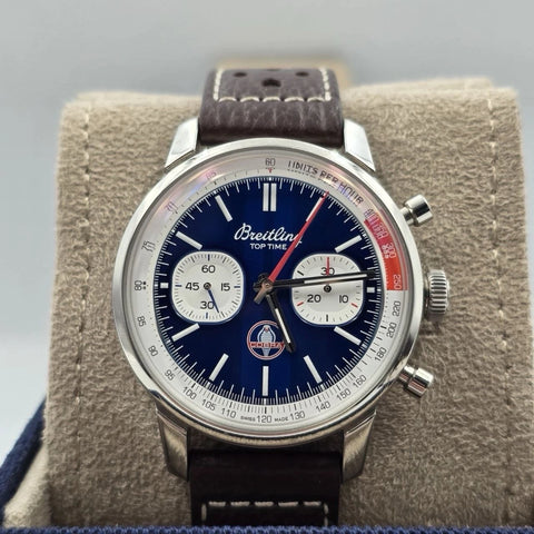 2024 PAPERS Breitling Top Time Automatic Chronograph Blue Dial Wristwatch AB0176