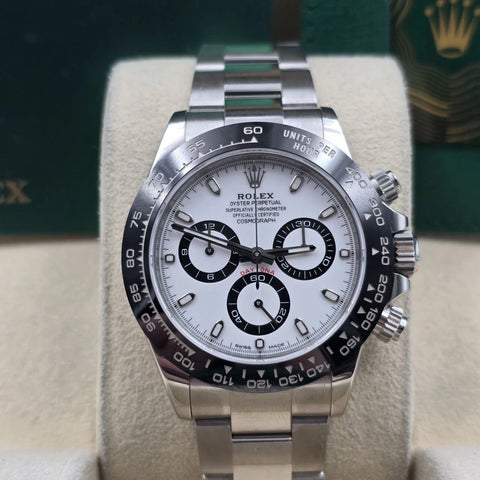 2023 PAPERS Rolex Daytona 116500LN White Dial Panda Ceramic 40mm Steel Watch BOX