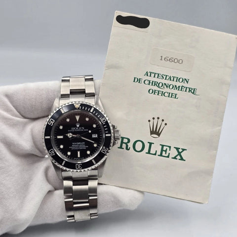 PAPERS Rolex Sea-Dweller 16600 Stainless Steel Black Dial 40mm Watch