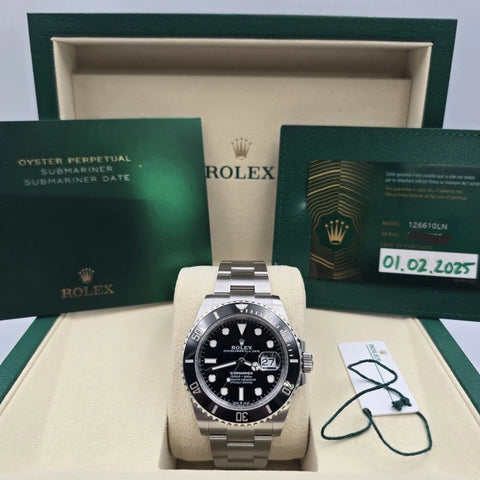 PAPERS 2025 Rolex Submariner Date 41mm Black Ceramic 126610LN Watch BOX