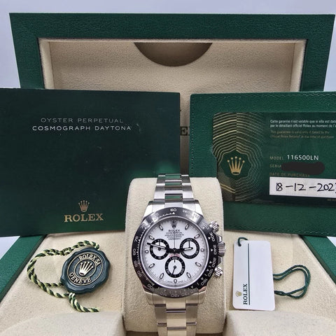 2023 PAPERS Rolex Daytona 116500LN White Dial Panda Ceramic 40mm Steel Watch BOX