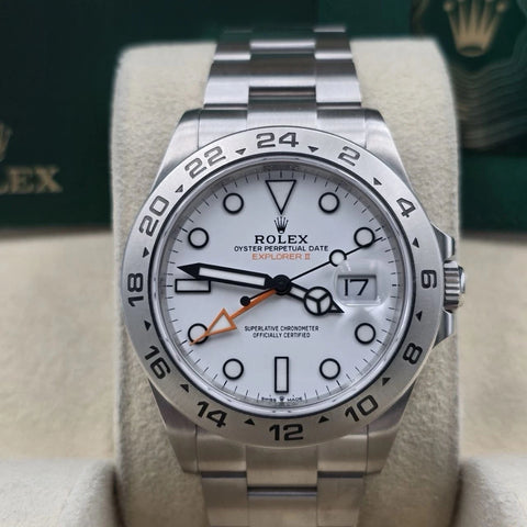 2022 PAPERS Rolex Explorer II 42mm 226570 Stainless Steel Polar White Dial BOX