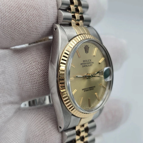 PAPERS RSC Rolex Datejust Champagne Two-Tone Gold Jubilee 16013 36mm Watch