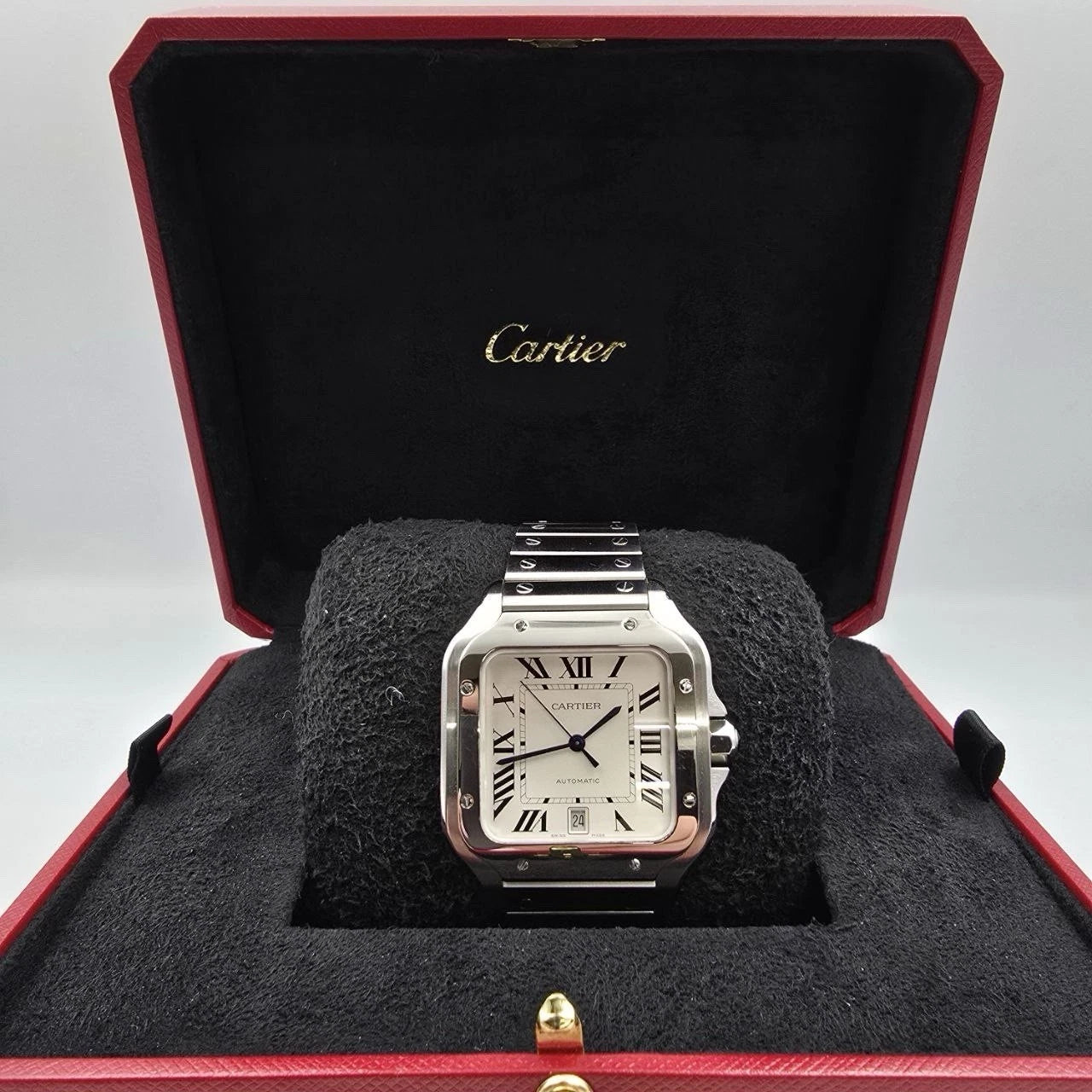 2022 PAPERS Cartier Santos de Cartier Stainless Steel White Dial WSSA0018 BOX