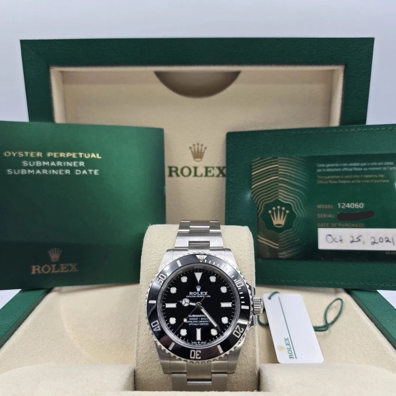 PAPERS 2021 Rolex Submariner No Date Ceramic Stainless Steel 41mm 124060 BOX