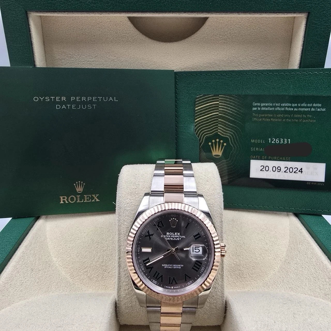 PAPERS 2024 Rolex Datejust 41mm 126331 Two-Tone Oyster Wimbledon Dial BOX