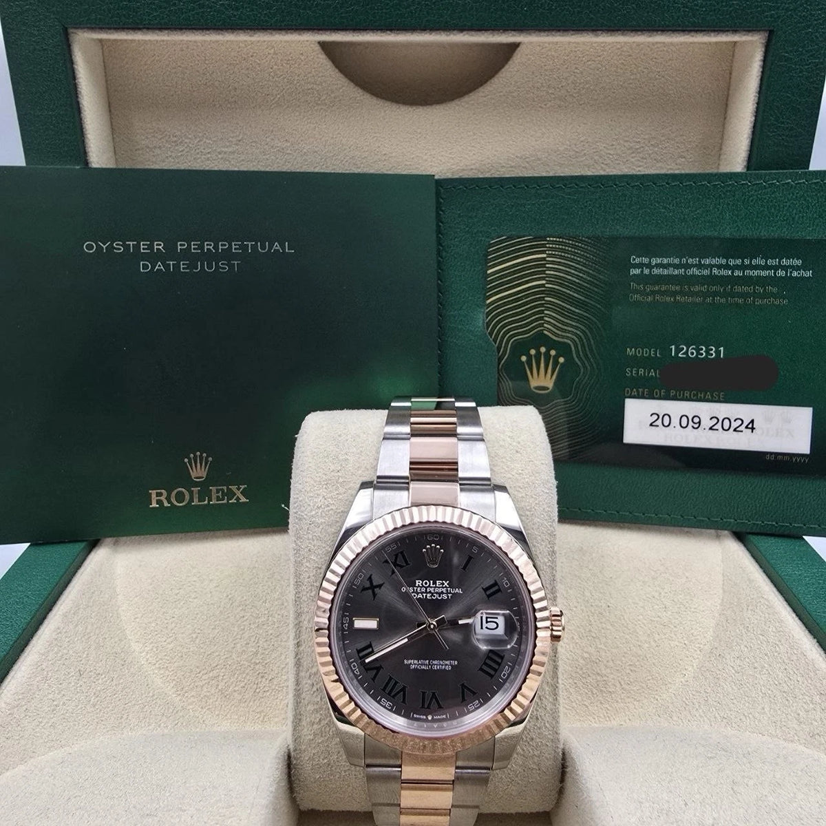 PAPERS 2024 Rolex Datejust 41mm 126331 Two-Tone Oyster Wimbledon Dial BOX