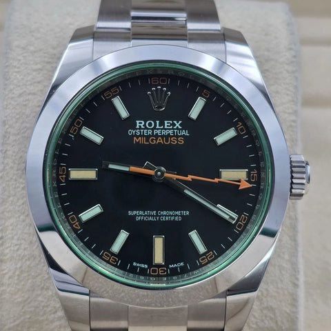 PAPERS 2022 Rolex Milgauss 40mm Steel Black Dial Green Crystal 116400GV BOX