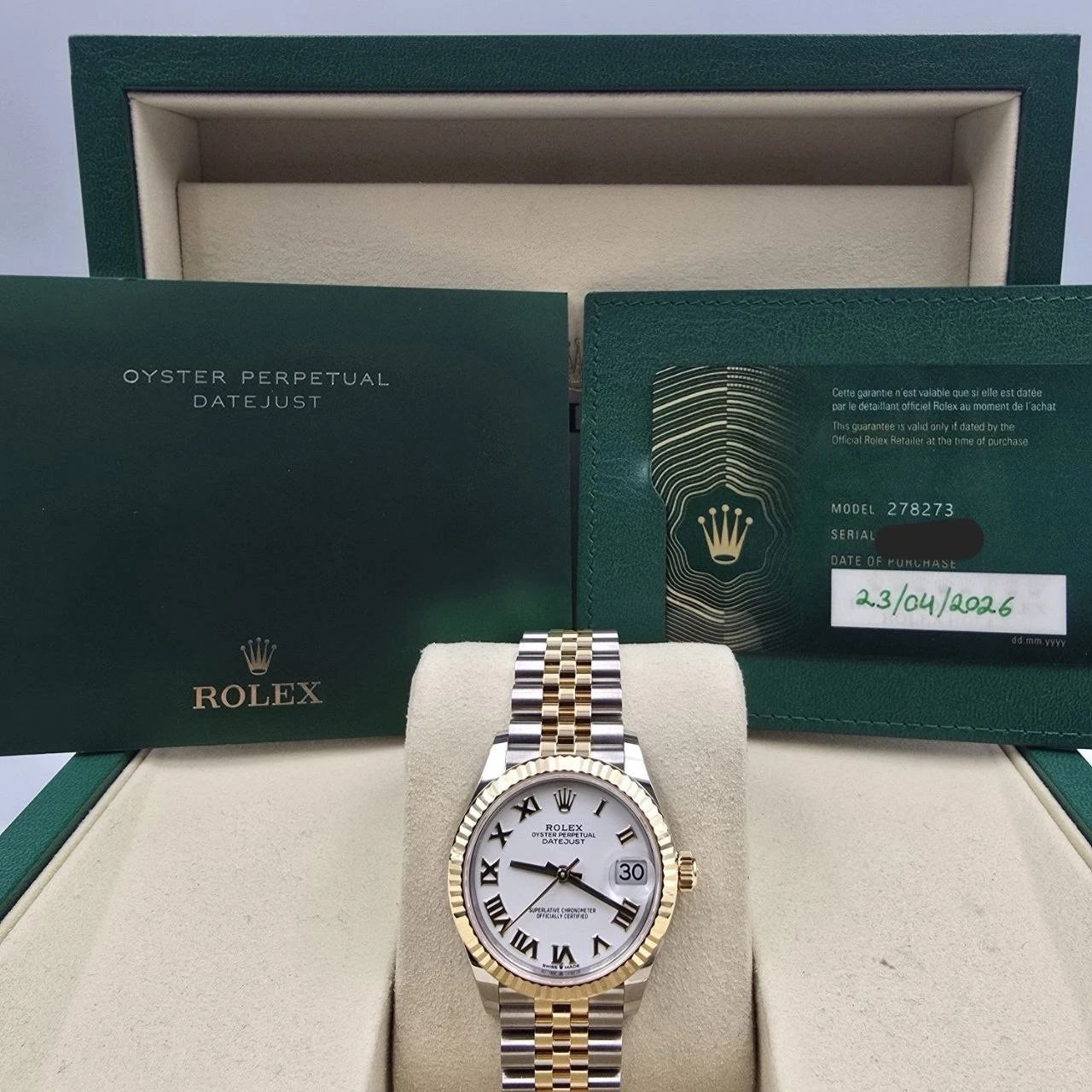 NEW 2026 Rolex Datejust 31mm White Roman Two Tone Yellow Gold Jubilee 278273