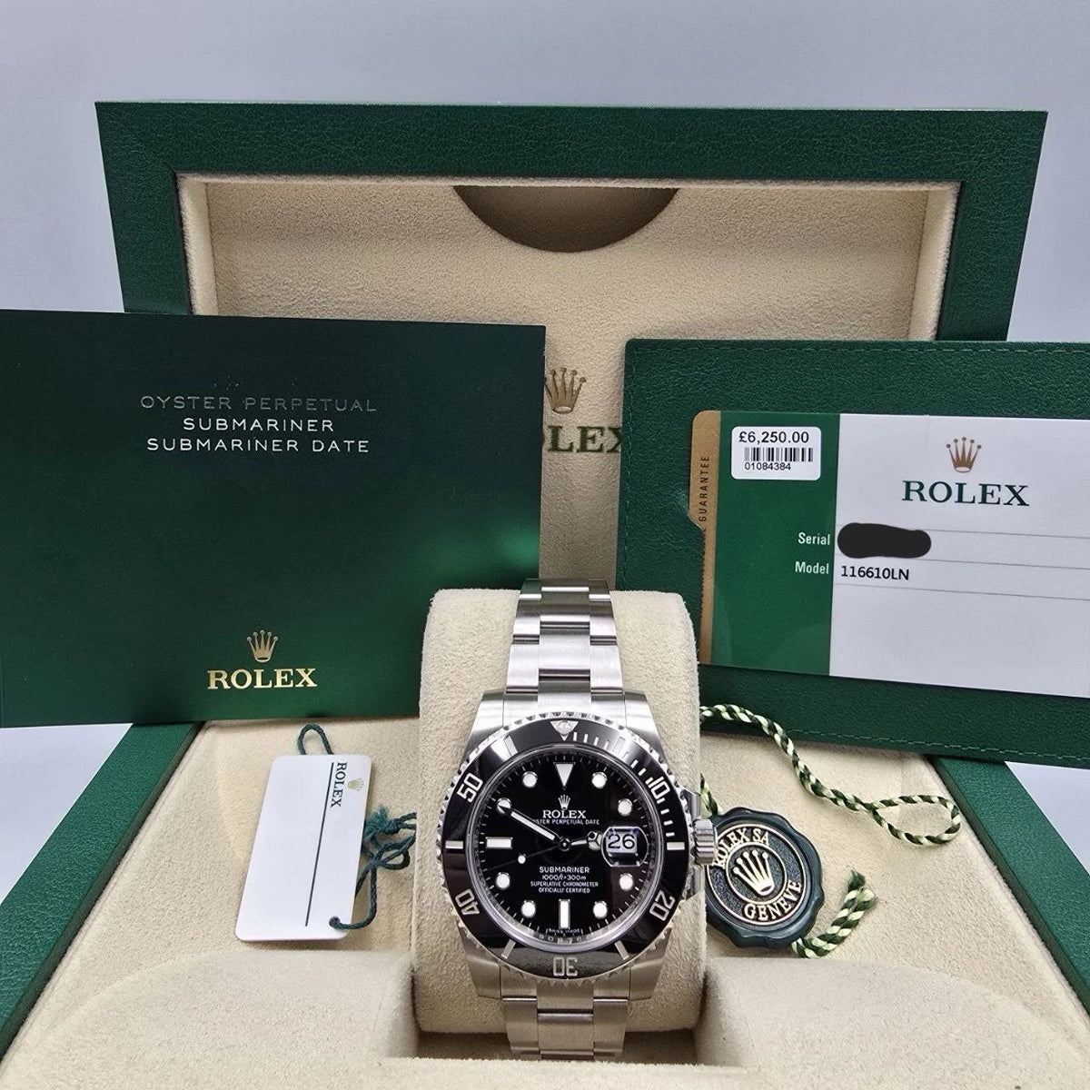2017 PAPERS Rolex Submariner Date 116610LN Steel Black Ceramic 40mm Watch BOX