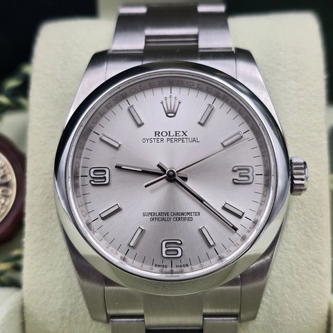2012 PAPERS Rolex Oyster Perpetual 36mm Steel Silver Dial Watch 116000 BOX