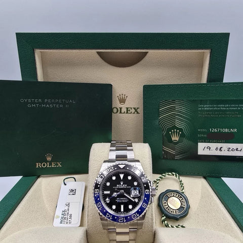 2021 PAPERS Rolex GMT Master II Batman Steel Oyster Bracelet 126710BLNR BOX