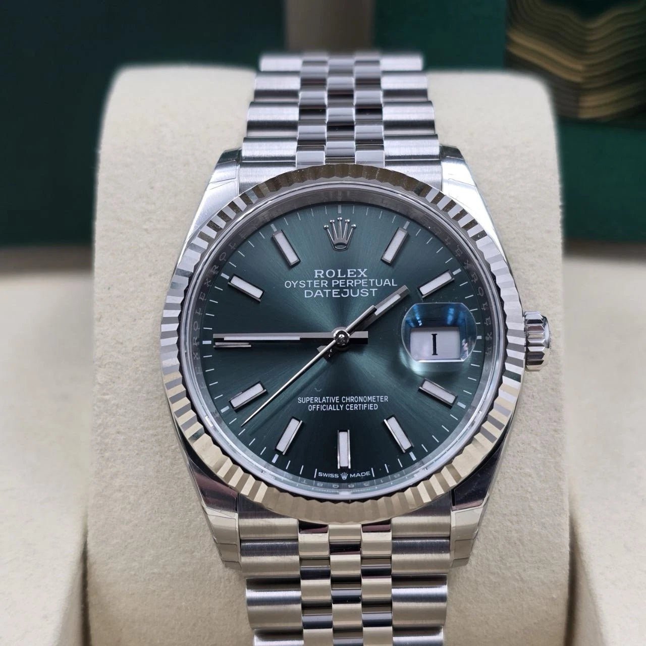 NEW 2026 Rolex Datejust 36mm 126234 Mint Green Dial Fluted Jubilee UNWORN