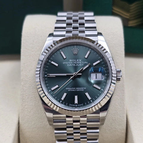 NEW 2026 Rolex Datejust 36mm 126234 Mint Green Dial Fluted Jubilee UNWORN