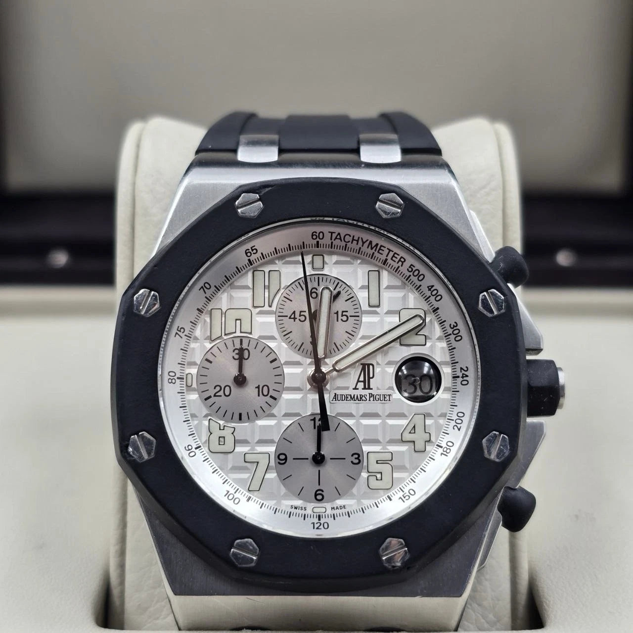 2008 PAPERS Audemars Piguet Royal Oak Offshore White 42mm Rubberclad 25940SK BOX
